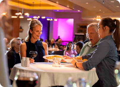 Decorative image showing couple eating at Embers located inside North Star Mohican Casino Resort.