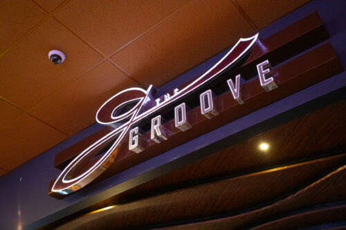 Decorative image. Outside of The Groove lounge/bar at North Star Mohican Casino Resort.