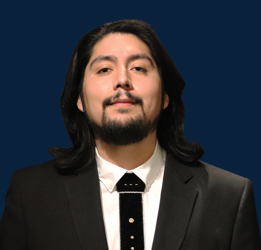 Executive Host Keith Moore with Blue Background.